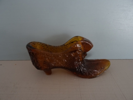Vintage glazen schoentje - amber - VERKOCHT