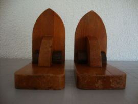 Vintage boekensteunen hout - VERKOCHT