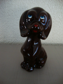 Vintage beeldje hondje - donkerbruin - VERKOCHT