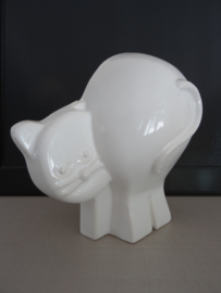 Vintage beeld - poes - kat - wanddecoratie - wit - VERKOCHT