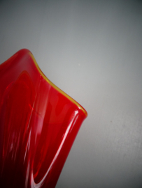 Vintage zakdoek vaas - rood - glas