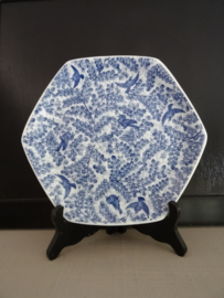 Bord - blauw/wit - vogels - VERKOCHT