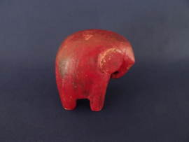 Vintage houten olifantje - olifant - rood - hout