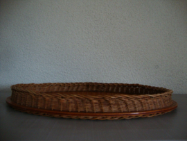 Vintage dienblad - hout - ovaal - VERKOCHT