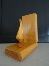 Vintage boekensteun - boot - hout - VERKOCHT