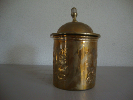 Koperkleurige pot met deksel - VERKOCHT
