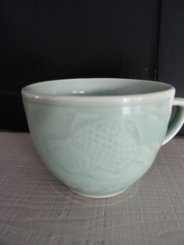 Kop en schotels Celadon - koi karper - VERKOCHT