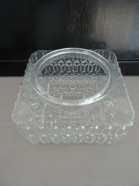 Vintage plafonniere - glas - vierkant - VERKOCHT
