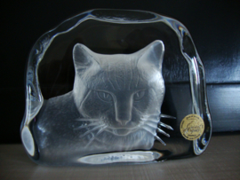 Kristal glas beeldje poes kat - VERKOCHT