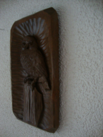 Schilderij hout uil - VERKOCHT