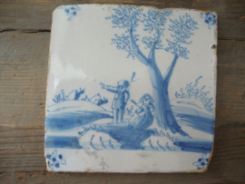 Oude tegel - blauw/wit - VERKOCHT