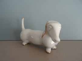 Vintage beeldje teckel - wit goud - VERKOCHT