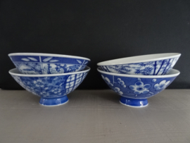 Schaaltjes blauw/wit - Set van 4 - VERKOCHT