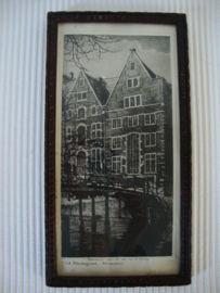 Reproductie naar de ets van D. Harting - O.Z. Voorburgwal Amsterdam - VERKOCHT