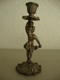 Koperen kandelaar putti - VERKOCHT