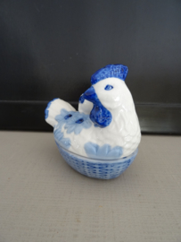 Schaaltje kip - blauw/wit - VERKOCHT