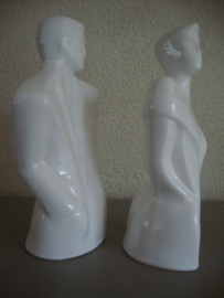 Vintage beeldjes man vrouw wit - jaren 80 - VERKOCHT
