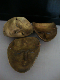 3 koperen maskers - Venetiaans - vintage - VERKOCHT