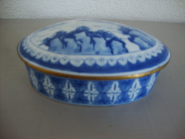 Schaaltje blauw/wit ovaal - VERKOCHT
