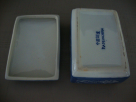 Chinees opbergdoosje - Blauw/wit - VERKOCHT