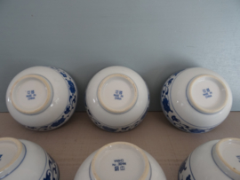 Rijstkommen - Chinees - blauw/wit - bloemenrand - VERKOCHT