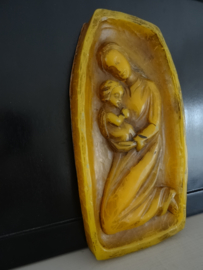 Wanddecoratie Moeder en kind - Handwerk - gemaakt in kaarsvet