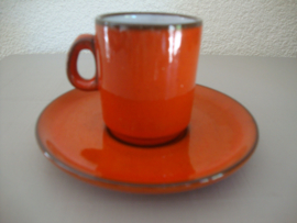 Kop en schotels - oranje - VERKOCHT