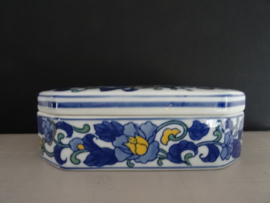 Schaaltje - Dekselschaaltje - blauw/wit/geel - VERKOCHT