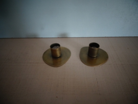 Set van 2 koperen kandelaren