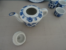 Miniatuur serviesje - blauw/wit