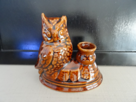 Kandelaar - vintage - uil - keramiek - VERKOCHT