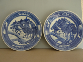 Antiek -Borden - Japans - blauw/wit - wandbord - VERKOCHT