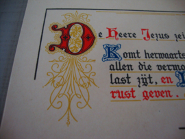 Ansichtkaart - Matteüs 11:28  - religie - kalligrafie - VERKOCHT