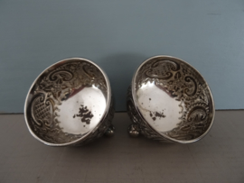 Vintage peper- en zoutstel - verzilverd - met losse lepels - VERKOCHT