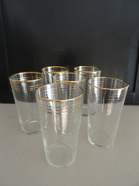 Set glazen met gouden rand - Hollywood regency - VERKOCHT