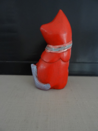 Beeldje poes - kat - rood - hout - VERKOCHT