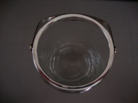 Vintage glazen pot met zilveren hengsel - VERKOCHT