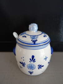 Delfts blauw potje - mosterdpot - Blauw/wit - VERKOCHT
