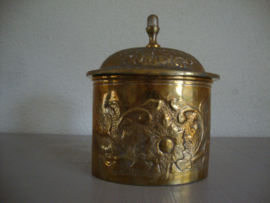 Koperkleurige pot met deksel - VERKOCHT
