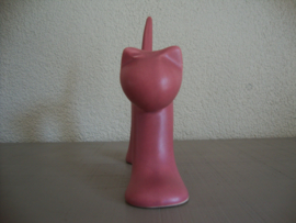 Vintage beeldje poes kat - aardewerk - roze - VERKOCHT