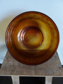 Vintage schaal - glas - oker - VERKOCHT