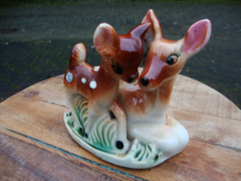 Vintage bloempotje beeldje hertjes - VERKOCHT