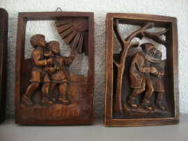 Set van 4 - Stenen schilderijtjes - vintage - VERKOCHT