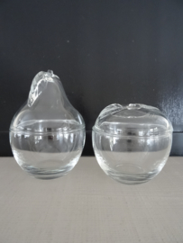 Schaaltje - dekselpotje - glas - appel - peer - VERKOCHT