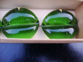 Vintage messenleggers - kaarthouders - Zweden - glas - groen - VERKOCHT