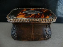 Antiek theekistje - hout - schildpad - zilver - VERKOCHT