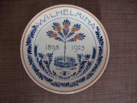 Herinneringsbord Wilhelmina 1898 - 1923 Porceleyne fles