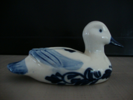 Beeldje eend - Delfts blauw - handpainted - VERKOCHT