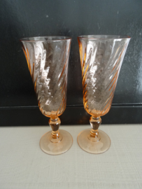 Vintage glazen - zalm -  Luminarc France - VERKOCHT