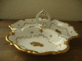 Schaal 3-vaks - goud/wit - Fine China - Germany - VERKOCHT
